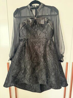 Women black embroidered party dress